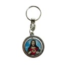 CH1090103 - Chaveiro Imaculado Coração de Maria e Sagrado Coração de Jesus Duplo Resinado - 8,5x3,5cm
