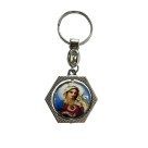 CH1090203 - Chaveiro Imaculado Coração de Maria e Sagrado Coração de Jesus Duplo Resinado - 8,5x3,8cm