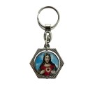 CH1090203 - Chaveiro Imaculado Coração de Maria e Sagrado Coração de Jesus Duplo Resinado - 8,5x3,8cm