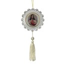 AO4101605 - Adorno Sagrado Coração de Jesus MDF Branco Resinado - 22x9,7cm