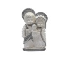 IM53004 - Imagem Sagrada Família c/ Pérola e Strass Prata - 14x10cm