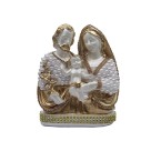 IM53040 - Imagem Sagrada Família Dourada c/ Pérola e Strass - 18,5x14cm