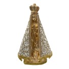 IM100425 - Imagem N. Sra. Aparecida Perolada c/ Veludo Branco e Strass - 25x17cm