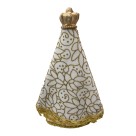 IM100425 - Imagem N. Sra. Aparecida Perolada c/ Veludo Branco e Strass - 25x17cm