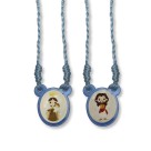 ES720109P6 - Escapulário N. Sra. do Carmo e Sagrado Coração de Jesus Infantil Acrílico Azul c/ 6un. - 60x1,4cm