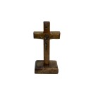 CU760021 - Crucifixo de Mesa São Bento Madeira - 9x4,5cm