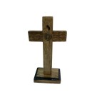 CU760070 - Crucifixo de Mesa São Bento Madeira - 15x7,5cm (5235)