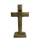 CU760036 - Crucifixo de Mesa São Bento Madeira - 19x10cm (5234)
