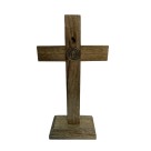 CU760045 - Crucifixo de Mesa São Bento Madeira - 24x13cm (2213)