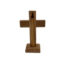 CU760081 - Crucifixo de Mesa São Bento Madeira - 13,5x6,5cm