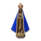 IM100288 - Imagem N. Sra. Aparecida c/ Pérola Azul e Strass - 24,5x17cm