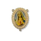 ET1955010 - Entremeio Imaculado Coração de Maria Dourado Resinado 1un. - 4X3cm
