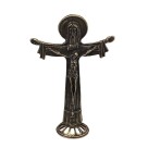 CU830048 - Crucifixo de Mesa Metal Ouro Velho Santíssima Trindade -11x7,5cm
