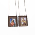 ES149010 - Escapulário N. Sra. Do Carmo e Sagrado Coração de Jesus Tecido c/ Oração - 49x3,8cm