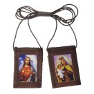 ES149010 - Escapulário N. Sra. Do Carmo e Sagrado Coração de Jesus Tecido c/ Oração - 49x3,8cm