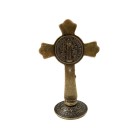 CU830028 - Crucifixo de Mesa Metal Ouro Velho - 11x7cm
