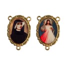 ET1953040 - Entremeio Santa Faustina e Jesus Misericordioso Dourado Duplo Resinado 1un. - 3,2x2,2cm