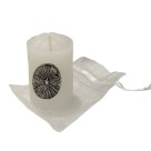 VE750320 - Vela Divino Espírito Santo c/ Pingente Níquel Envelhecido - 6x4cm