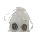 KT112275 - Kit Primeira Eucaristia c/ Caixinha de Acrílico, Dezena e Garrafa de Água Benta - 10ml
