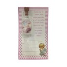 CT1460 - Cartão Lembrança c/ Garrafa Batismo Rosa - 10,5x6cm