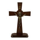CU760482 - Crucifixo de Mesa São Bento Madeira - 29x19cm