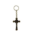 CH412050 - Chaveiro São Bento Metal Ouro Velho - 11,5x3,8cm
