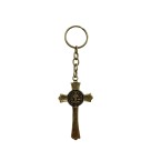 CH412050 - Chaveiro São Bento Metal Ouro Velho - 11,5x3,8cm
