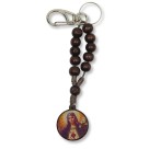 CH7601151 - Chaveiro Sagrado Coração de Jesus e Maria Dezena Madeira - 14x2,6cm