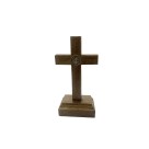 CU760023 - Crucifixo de Mesa São Bento Madeira - 8,5x4cm