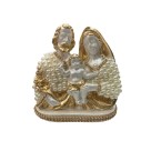 IM53013 - Imagem Sagrada Família Dourada C/ Pérola e strass - 13x12cm