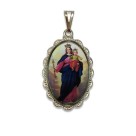 MD128008 - Medalha N. Sra. Auxiliadora Rendada Níquel - 4,2x2,5cm