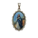 MD128013 - Medalha N. Sra. Da Conceição Rendada Níquel - 5x2,5cm