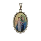 MD128115 - Medalha N. Sra. Rainha dos Apóstolos Rendada Níquel - 5x2,5cm