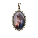 MD128120 - Medalha N. Sra. Do Silêncio Rendada Níquel - 5x2,5cm