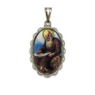 MD128472 - Medalha São Jerônimo Rendada Níquel - 5x2,5cm
