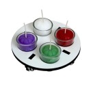 IM32999 - Coroa do Advento em Mdf Branco com Velas