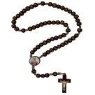 TE940180P12 - Terço Sagrado Coração de Maria Madeira c/ 12un. - 37cm
