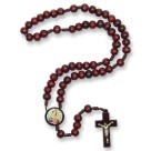 TE940181P12 - Terço Sagrado Coração de Maria Madeira c/ 12un. - 37cm