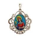 MD129131 - Medalha Santa Bárbara Camafeu Níquel - 4,5x4cm