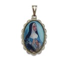 MD128165 - Medalha Santa Beatriz Rendada Níquel - 5x2,5cm