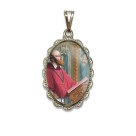 MD128471 - Medalha Francisco de Sales Rendada Níquel - 5x2,5cm
