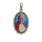 MD128506 - Medalha Papa João Paulo II Rendada Níquel - 4,3x2,7cm