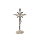 CU830030 - Crucifixo de Mesa Raiado Metal Níquel - 9x4,5cm (619)