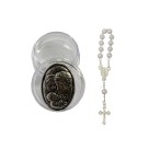 CXM75050 - Caixinha Sagrada Família Níquel Envelhecido c/ Dezena - 3,8x1,7cm