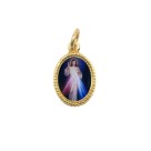 MD102201P20 - Medalha de Alumínio Oval Dourada c/ 20un. Jesus Misericordioso - 1,5x1cm