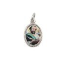 MD102519P20 - Medalha de Alumínio Oval Pequena Prata c/ 20un. São Lucas - 1,5x1cm