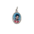 MD102527P20 - Medalha de Alumínio Oval Pequena Prata c/ 20un. Beato Carlo Acutis- 1,5x1cm