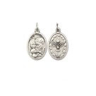 MD1180299P2 - Medalha Sagrada Família e Divino Espírito Santo Italiana Oval Dupla Média Prateada c/ 2un. - 2,5x1,7cm