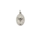 MD1180299P2 - Medalha Sagrada Família e Divino Espírito Santo Italiana Oval Dupla Média Prateada c/ 2un. - 2,5x1,7cm
