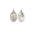 MD1180299P2 - Medalha Sagrada Família e Divino Espírito Santo Italiana Oval Dupla Média Prateada c/ 2un. - 2,5x1,7cm